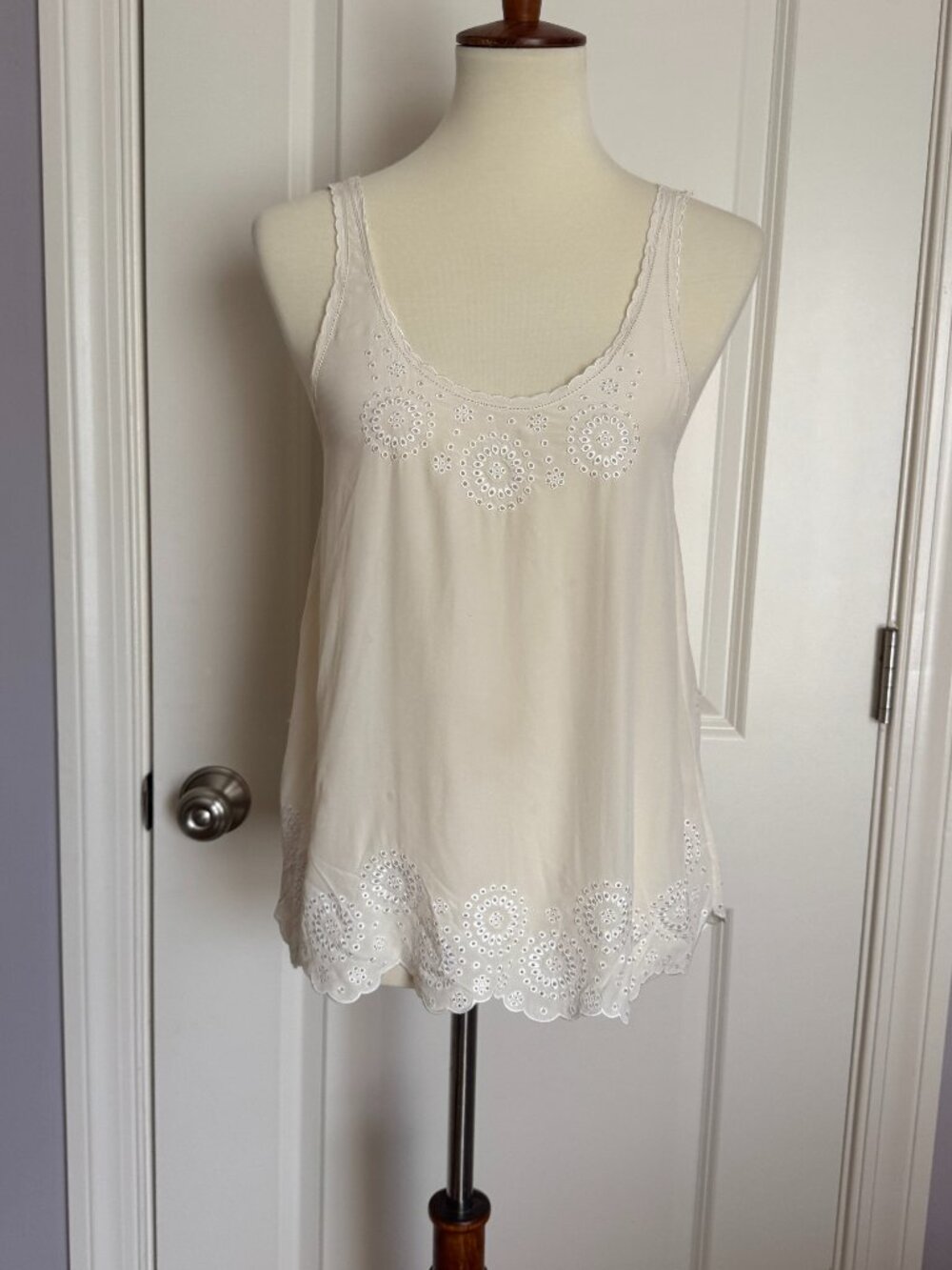 Joie Ivory Silk Lace-Trim Cami Sz XS